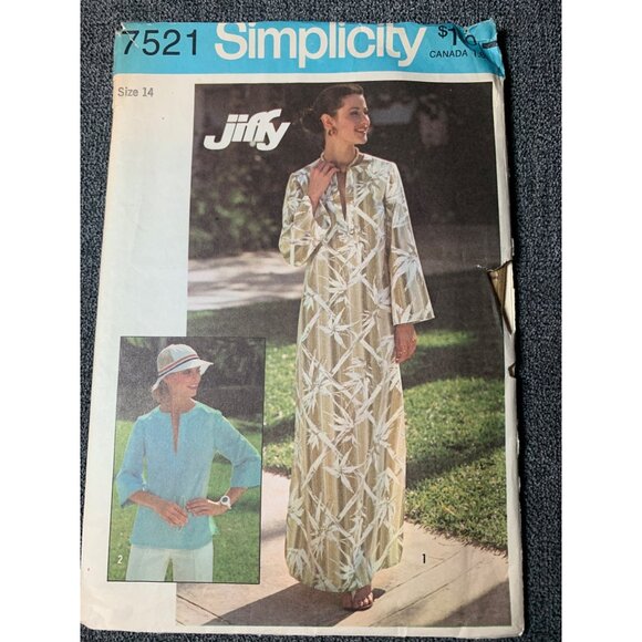 Simplicity Jiffy Caftan Top Sewing Pattern sz 14 7521 - uncut - Picture 6 of 10